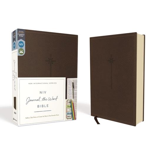 NIV, Journal the Word Bible, Imitation Leather, Brown, Red Letter Edition, Comfort Print
