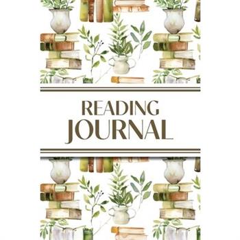 Reading Journal (Watercolour Stacked Books with Potted Plants)