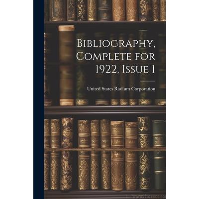 Bibliography, Complete for 1922, Issue 1