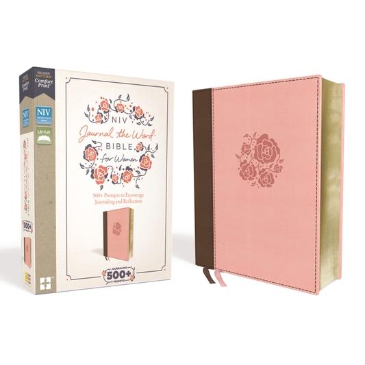 NIV, Journal the Word Bible for Women, Leathersoft, Pink, Red Letter Edition, Comfort Print