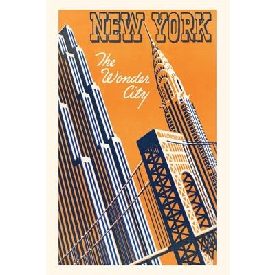 Vintage Journal Orange and Blue Graphic of New York City Skyline