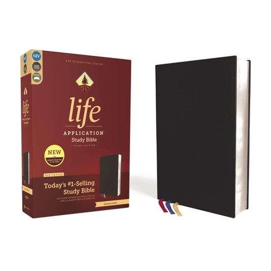 Niv, Life Application Study Bible, Third Edition, Genuine Leather, Cowhide, Black, Art Gilded Edges, Red Letter