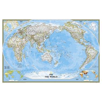 National Geographic: World Classic, Pacific Centered Wall Map (46 X 30.5 Inches)