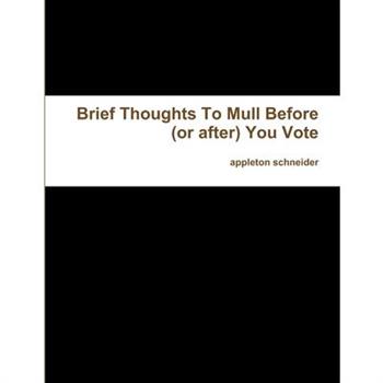 Brief Thoughts To Mull Before (or after) You Vote