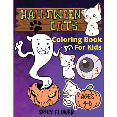 Halloween cute cats coloring book for kids ages 4-8