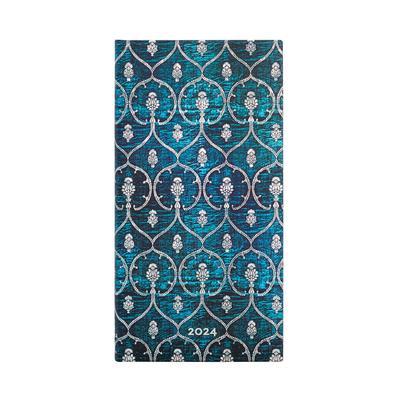 Paperblanks 2024 Blue Velvet Blue Velvet 12-Month Slim Horizontal Elastic Band Closure 160 Pg 100 GSM