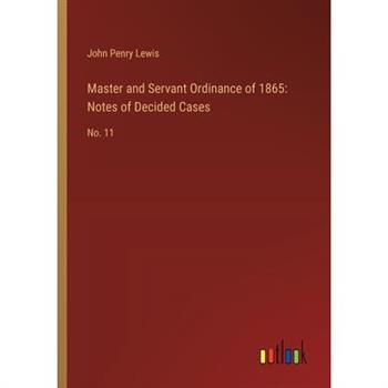Master and Servant Ordinance of 1865