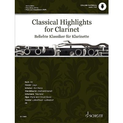 Classical Highlights for Clarinet Arranged for Clarinet and Piano (Via PDF Download)