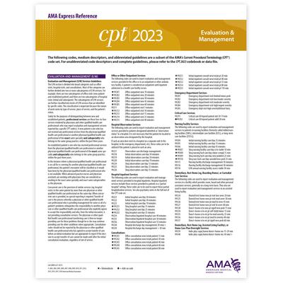 CPT 2023 Express Reference Coding Card: E/M