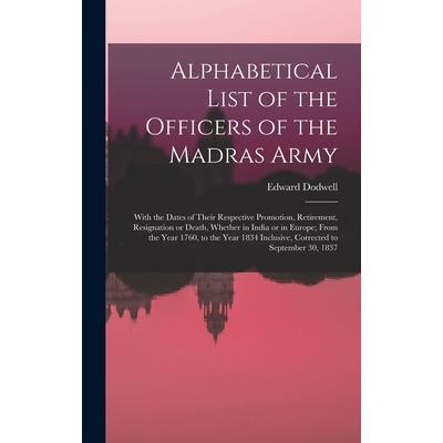 Alphabetical List of the Officers of the Madras Army