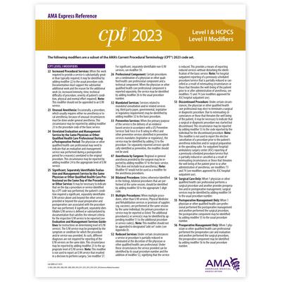 CPT and HCPCS Level II 2023 Express Reference Coding Card Modifiers
