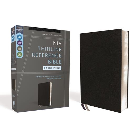 Niv, Thinline Reference Bible, Large Print, European Bonded Leather, Black, Red Letter, Comfort Print