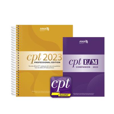 CPT Professional 2023 and E/M Companion 2023 and CPT Quickref App Bundle