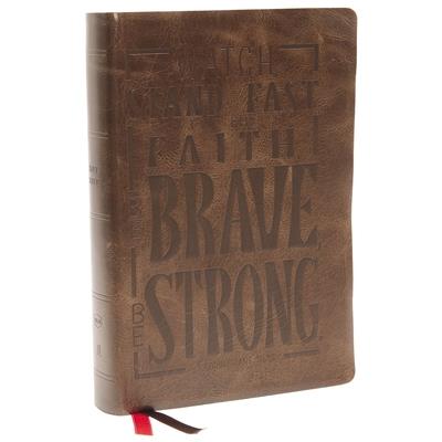 Nkjv, Giant Print Center-Column Reference Bible, Verse Art Cover Collection, Genuine Leather, Brown, Red Letter, Comfort Print