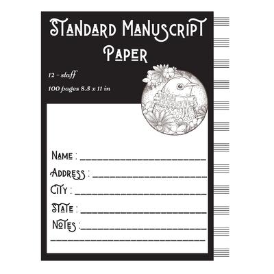 Standard Manuscript Paper 12 staff 100 pages 8.5 x 11 in