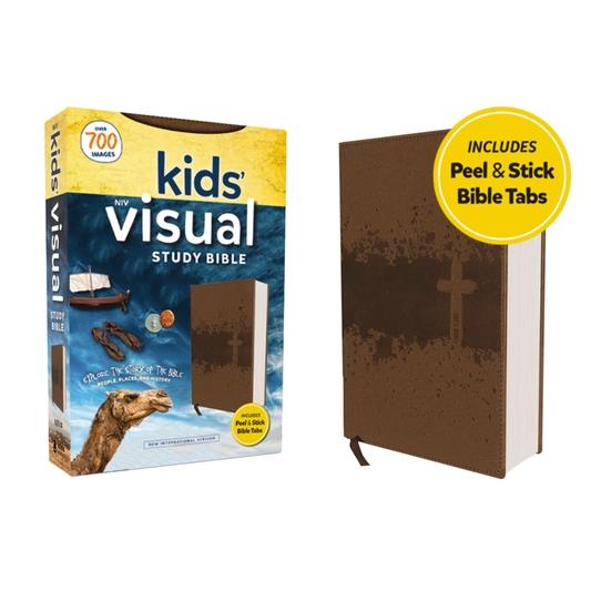 Niv, Kids’ Visual Study Bible, Leathersoft, Bronze, Full Color Interior, Peel/Stick Bible Tabs