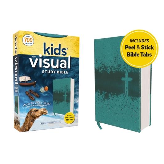Niv, Kids’ Visual Study Bible, Leathersoft, Teal, Full Color Interior, Peel/Stick Bible Tabs