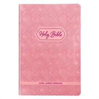 KJV Kids Bible, 40 Pages Full Color Study Helps, Presentation Page, Ribbon Marker, Holy Bible for Children Ages 8-12, Light Pink Hearts Faux Leather Flexible Cover
