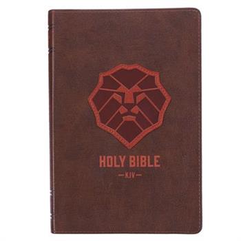 KJV Kids Bible, 40 Pages Full Color Study Helps, Presentation Page, Ribbon Marker, Holy Bible for Children Ages 8-12, Lion Emblem Faux Leather Flexible Cover