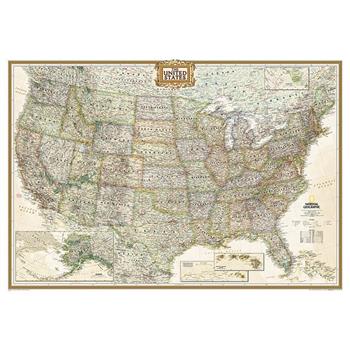 National Geographic: United States Executive Wall Map (43.5 X 30.5 Inches)