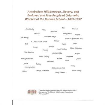 Antebellum Hillsborough, Slavery, and Enslaved and Free People of Color who Worked at the Burwell School, 1837-1857 Antebellum Hillsborough, Slavery, and Enslaved and Free People of Color who Worked at the Burwell School, 1837-1857