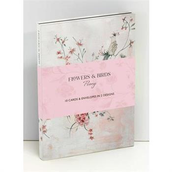 Flowers & Birds Peony Wallet Notecards
