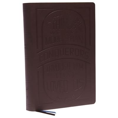 Kjv, Large Print Center-Column Reference Bible, Verse Art Cover Collection, Genuine Leather, Brown, Red Letter, Comfort Print