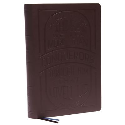 Kjv, Large Print Center-Column Reference Bible, Verse Art Cover Collection, Genuine Leather, Brown, Red Letter, Thumb Indexed, Comfort Print