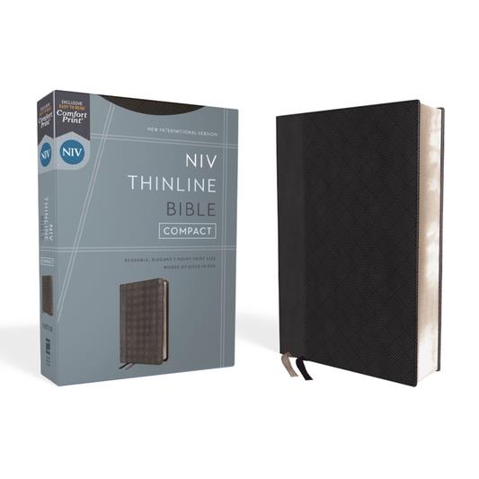 Niv, Thinline Bible, Compact, Leathersoft, Black/Gray, Red Letter, Comfort Print