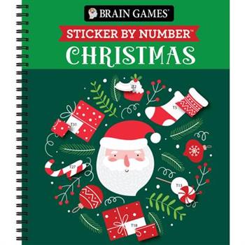 Brain Games - Sticker by Number: Christmas (28 Images to Sticker - Santa Cover - Bind Up)