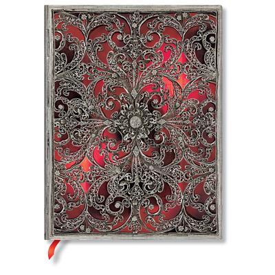 Garnet Softcover Flexis Ultra 176 Pg Unlined Silver Filigree Collection