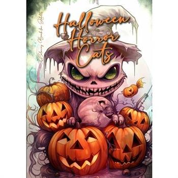 Halloween Horror Cats Coloring Book for Adults
