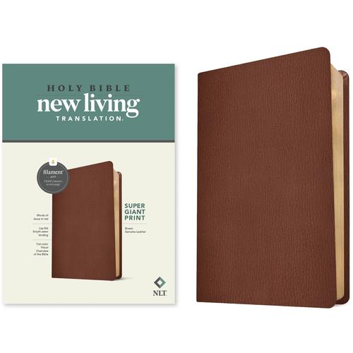 NLT Super Giant Print Bible, Filament-Enabled Edition (Genuine Leather, Brown, Red Letter)