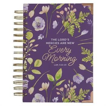 Christian Art Gifts Purple Journal W/Scripture Lord’s Mercies Large Bible Verse Notebook, 192 Ruled Pages, Lam. 3:22-23 Bible Verse