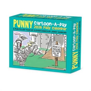 Punny Cartoon-A-Day by Jonny Hawkins 2026 5.4 X 6.2 Box Calendar