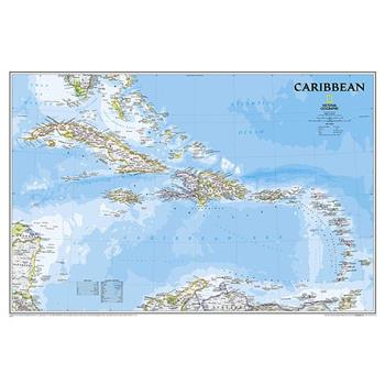 National Geographic: Caribbean Classic Wall Map (Poster Size: 36 X 24 Inches)