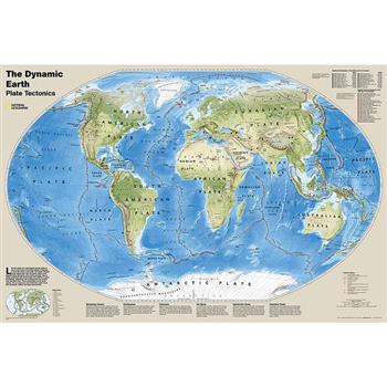 National Geographic: The Dynamic Earth, Plate Tectonics Wall Map - Laminated (Poster Size: 36 X 24 Inches)