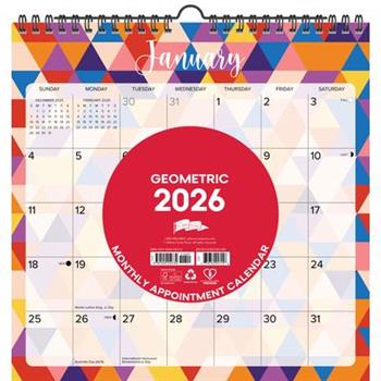 Geometric 2026 12 X 12 Spiral Wall Calendar