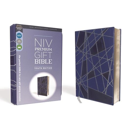 Niv, Premium Gift Bible, Youth Edition, Leathersoft, Blue, Red Letter Edition, Comfort Print