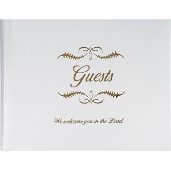 Small Bonded Leather All Occasion Guest Book - White