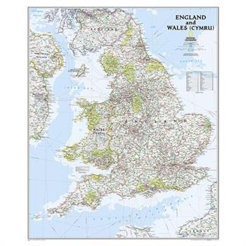 National Geographic: England and Wales Classic Wall Map - Laminated (30 X 36 Inches)