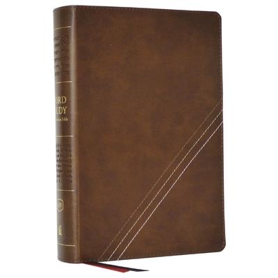 Kjv, Word Study Reference Bible, Leathersoft, Brown, Red Letter, Thumb Indexed, Comfort Print