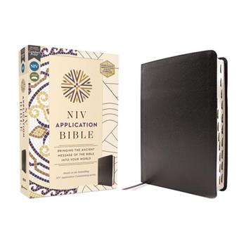 NIV Application Bible, European Bonded Leather, Black, Red Letter, Thumb Indexed, Comfort Print