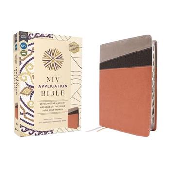 NIV Application Bible, Leathersoft, Coral/Gray, Red Letter, Thumb Indexed, Comfort Print