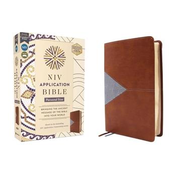 NIV Application Bible, Personal Size, Leathersoft, Brown/Blue, Red Letter, Comfort Print