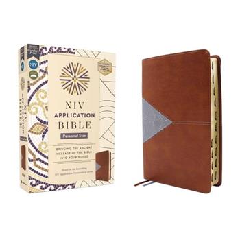NIV Application Bible, Personal Size, Leathersoft, Brown/Blue, Red Letter, Indexed, Comfort Print