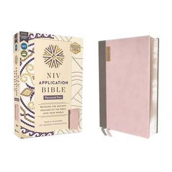NIV Application Bible, Personal Size, Leathersoft, Pink/Gray, Red Letter, Comfort Print