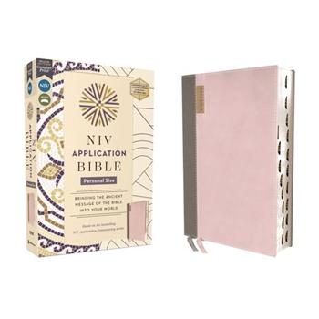NIV Application Bible, Personal Size, Leathersoft, Pink/Gray, Red Letter, Thumb Indexed, Comfort Print