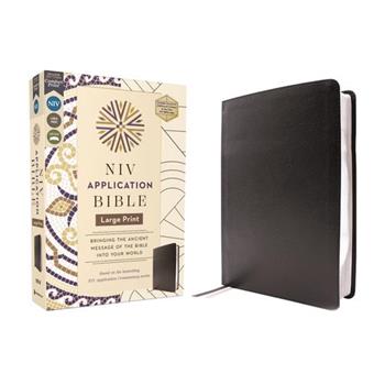 NIV Application Bible, Large Print, European Bonded Leather, Black, Red Letter, Comfort Print
