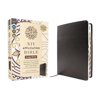 NIV Application Bible, Large Print, European Bonded Leather, Black, Red Letter, Indexed, Comfort Print